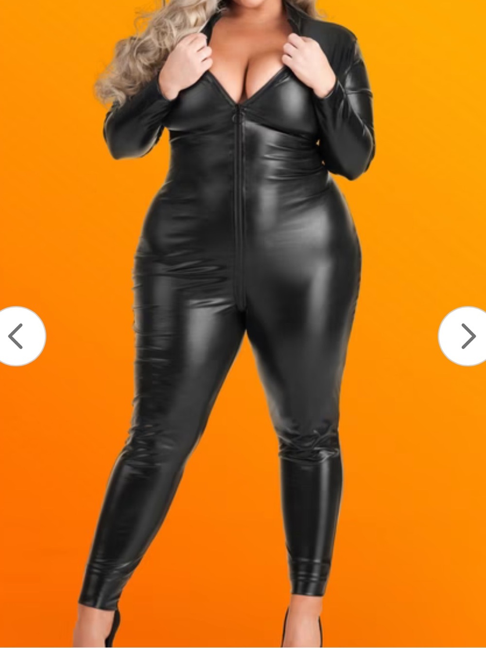 Lovehoney Plus Size Fierce Wet Look Catsuit Zipper Black Full Body NEW 1X/2X